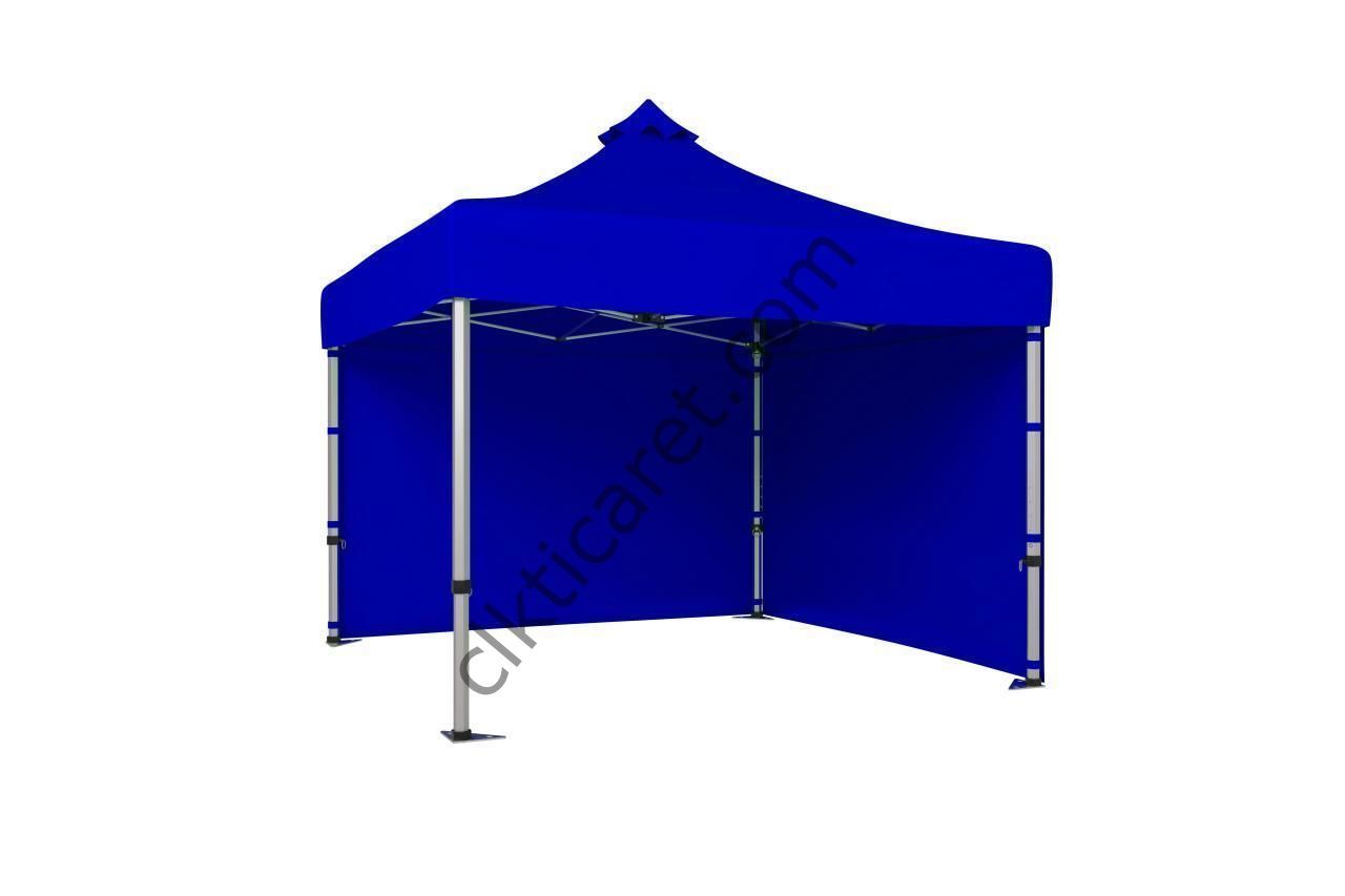 CLK 3x3 52mm Kalın Alüminyum Katlanabilir Tente Gazebo Çadır 2 Kenar Kapalı Saks Mavi