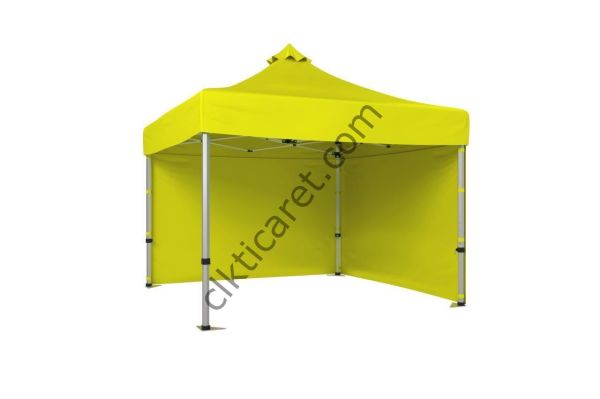 CLK 3x3 52mm Kalın Alüminyum Katlanabilir Tente Gazebo Çadır 2 Kenar Kapalı Sarı