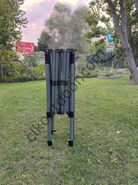3x3 Metre Kısa Bagaj Boy 115 cm Katlanabilir Gazebo Çadır Çardak Tente Açık Gri