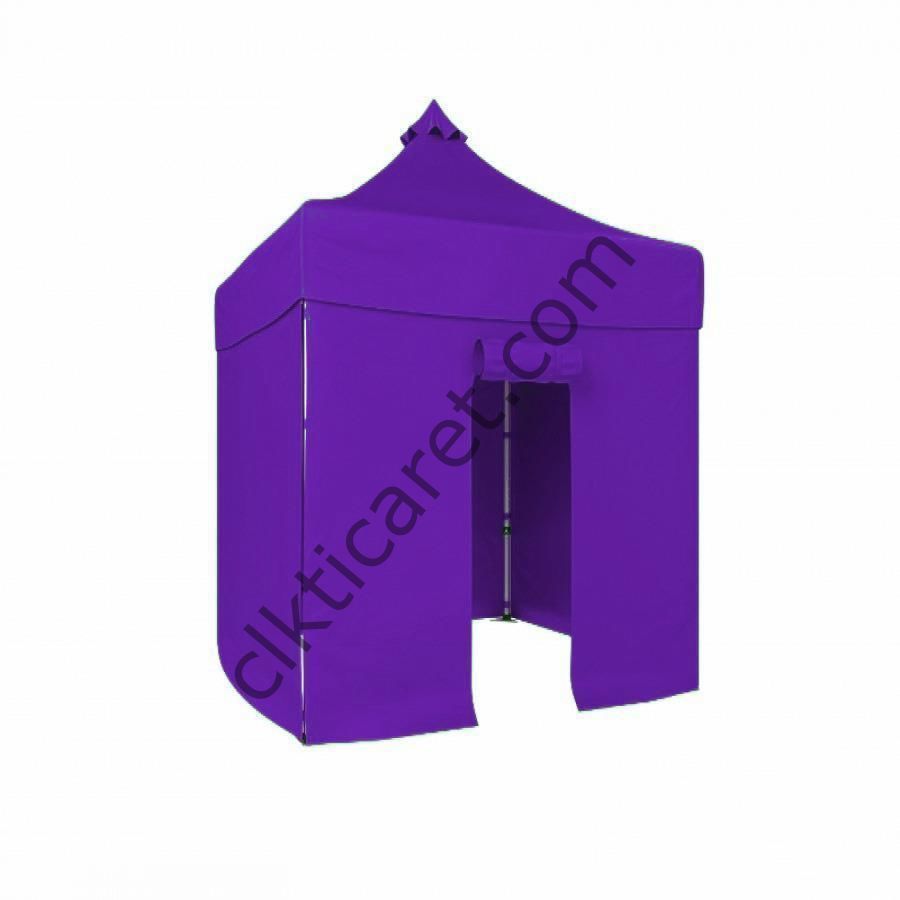 CLK 2,5x 2,5 52mm Kalın Alüminyum Katlanabilir Tente Gazebo Çadır 3 Yan Kapalı 1 Kapılı Mor