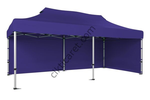 CLK 4x8 52mm Kalın Alüminyum Katlanabilir Tente Gazebo Çadır 2 Kenar Kapalı Lacivert