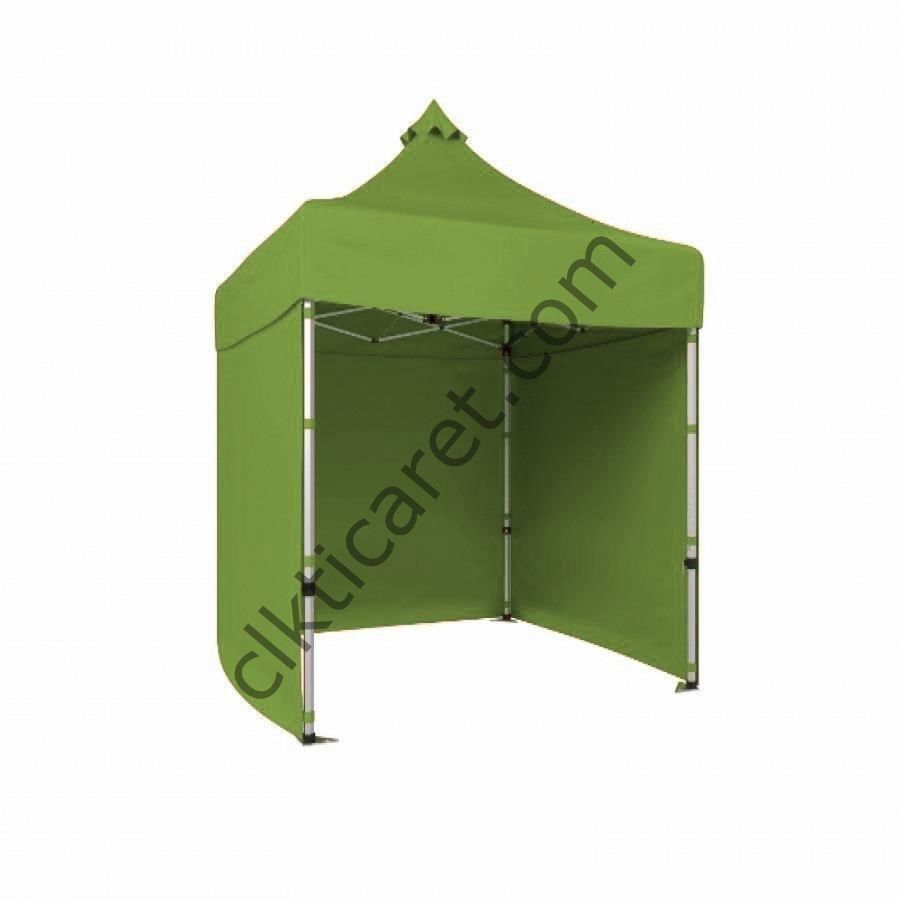 CLK 2x2 40mm Alüminyum Katlanabilir Tente Gazebo Çadır 3 Kenar Kapalı Haki Askeri Yeşil
