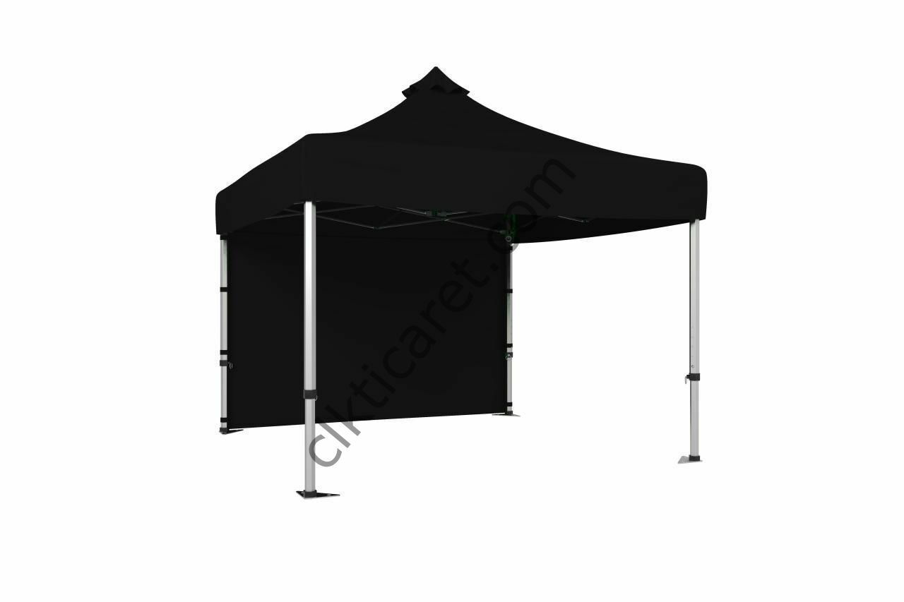 CLK 2,5x2,5 Katlanabilir Tente Gazebo Çadır 40mm Arkası Kapalı Siyah