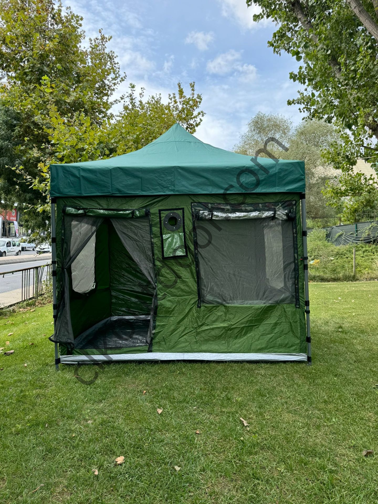 CLK 3x3 mt Katlanabilir Portatif Kısa Bagaj Boy 115 cm Gazebo Portatif Kamp Çadırı Haki Krem