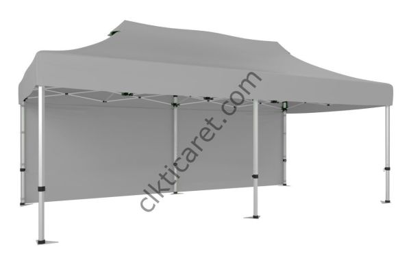 CLK 4x8 mt 52 mm KALIN ALÜMİNYUM PROFİL 1 KENAR KAPALI GAZEBO KATLANIR ÇADIR Açık Gri