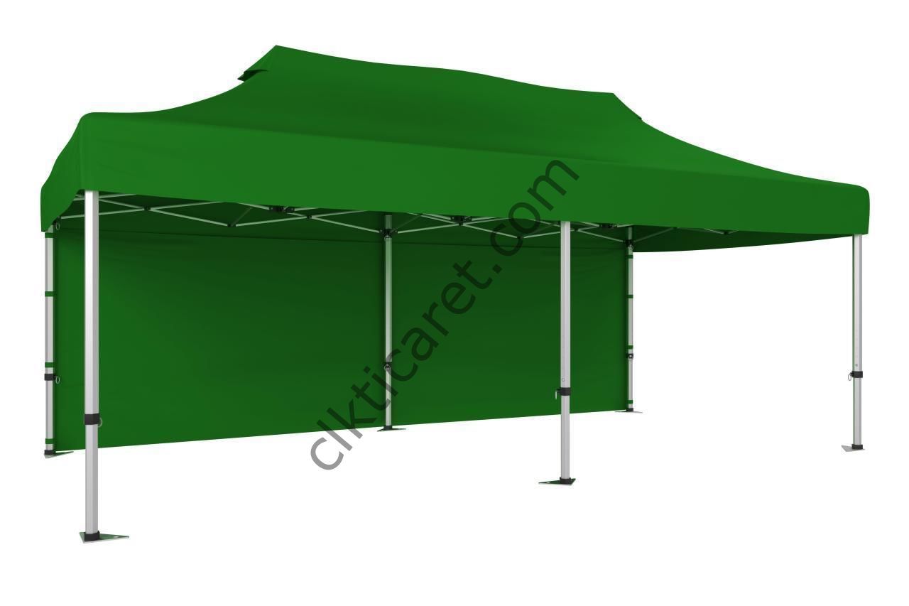 CLK 4x8 mt 52 mm KALIN ALÜMİNYUM PROFİL 1 KENAR KAPALI GAZEBO KATLANIR ÇADIR Benetton Yeşil