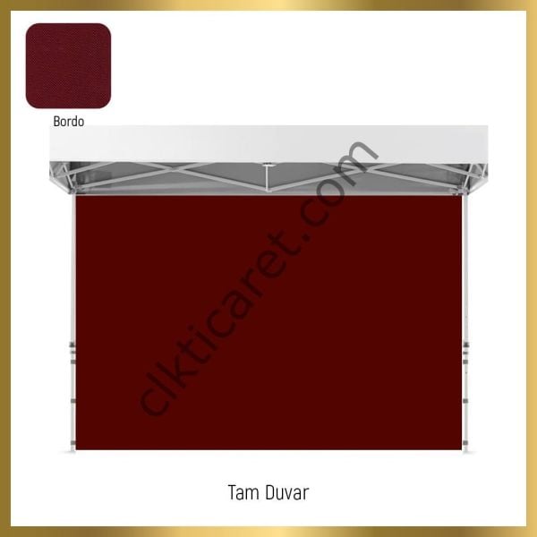 CLK 3x6 Katlanabilir Tente Gazebo Portatif Çadır 30 mm 2 Yan Kapalı Siyah