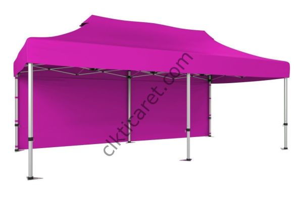 CLK 4x8 mt 52 mm KALIN ALÜMİNYUM PROFİL 1 KENAR KAPALI GAZEBO KATLANIR ÇADIR Pembe