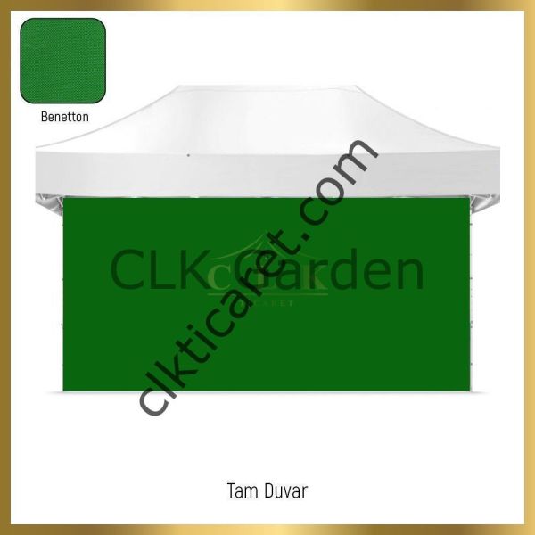 CLK 3x6 Katlanabilir Tente Gazebo Portatif Çadır 30 mm 3 Yan Duvarlı 2 Pencereli Sarı