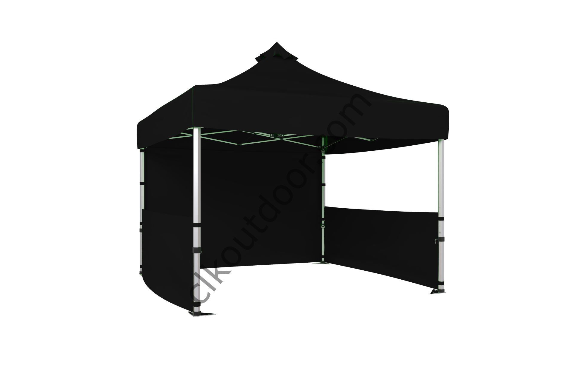 CLK 3x3 Metre Kısa Bagaj Boy 115 cm Katlanabilir Gazebo Çadır 1 Tam 2 Yarım Perdeli Siyah