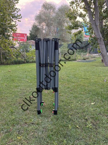CLK 3x3 Metre Kısa Bagaj Boy 115 cm Katlanabilir Gazebo Çadır 1 Tam 2 Yarım Perdeli Bordo