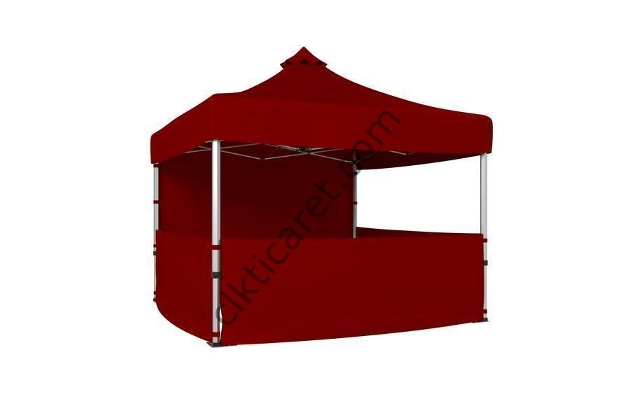 CLK 2,5x2,5 40 mm Katlanabilir Tente Gazebo Çadır Gazebo Çadır 1 Tam Duvar 3 Yarım Duvar Bordo