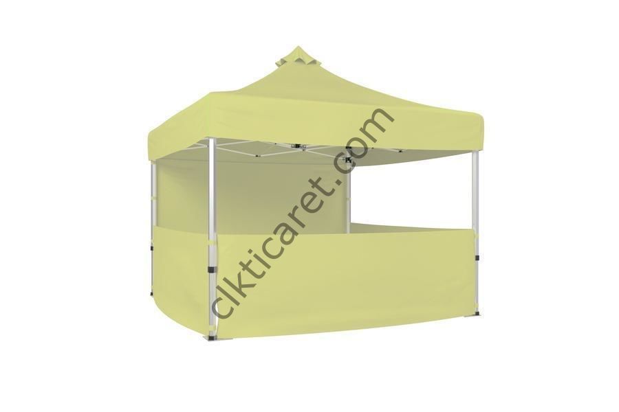 CLK 2,5x2,5 40 mm Katlanabilir Tente Gazebo Çadır Gazebo Çadır 1 Tam Duvar 3 Yarım Duvar Krem