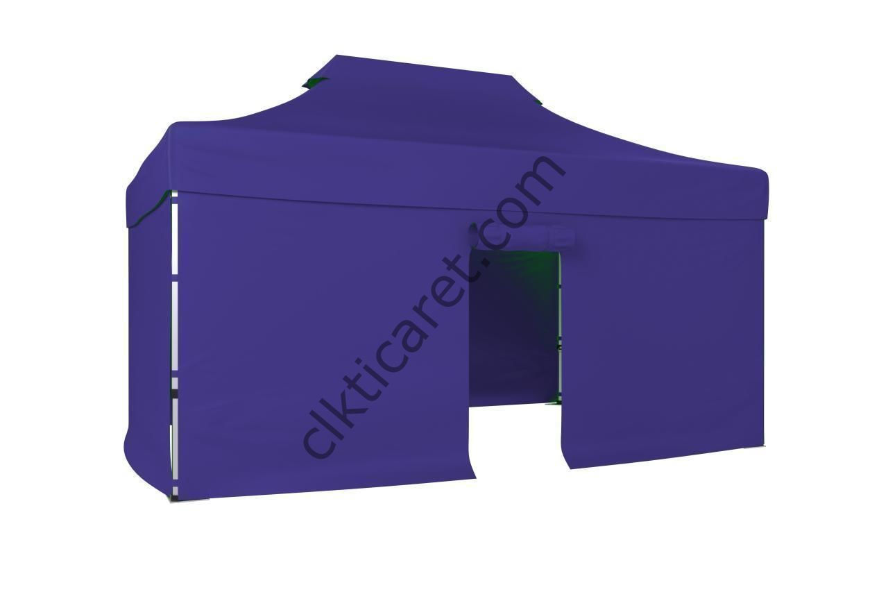 CLK 3x4,5 Katlanabilir Tente Gazebo Portatif Çadır 30 mm 3 Yan Kapalı 1 Kapılı Lacivert