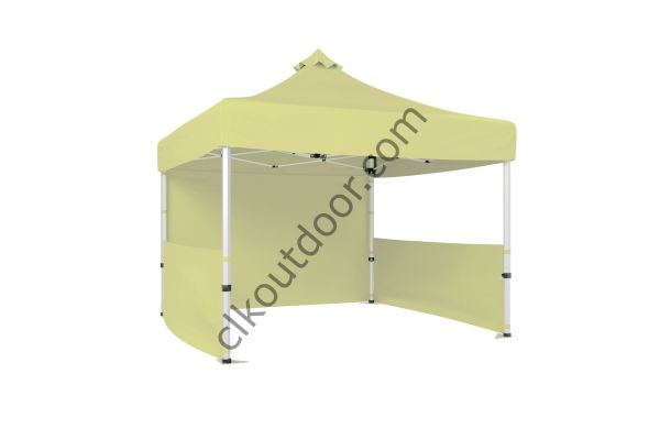 CLK 3x3 Metre Kısa Bagaj Boy 115 cm Katlanabilir Gazebo Çadır 1 Tam 2 Yarım Perdeli Krem