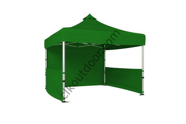 CLK 3x3 Metre Kısa Bagaj Boy 115 cm Katlanabilir Gazebo Çadır 1 Tam 2 Yarım Perdeli Benetton Yeşil