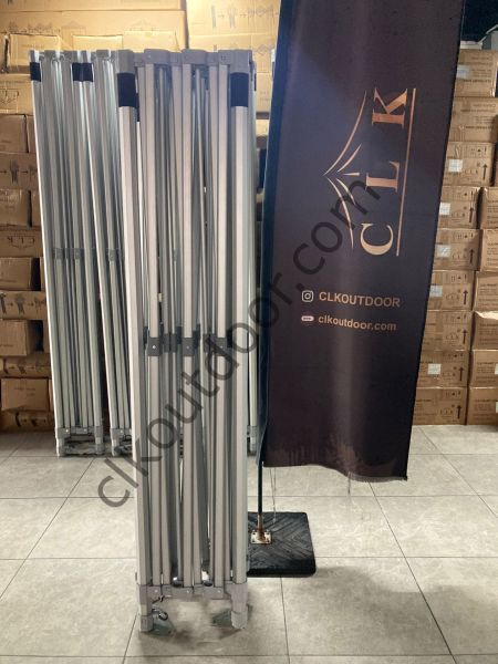 CLK 4x6 52mm Kalın Alüminyum Katlanabilir Tente Gazebo Çadır 3 Kenar Kapalı 1 Kapılı Krem