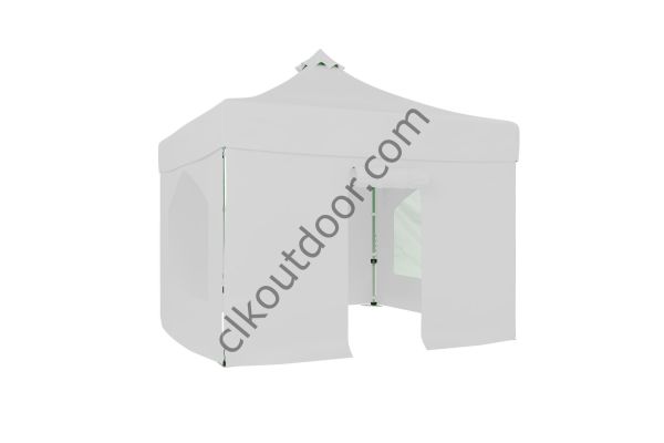 CLK 3x3 Metre Kısa Bagaj Boy 115 cm Katlanabilir Gazebo Çadır 4 Yan Kapalı 2 Pencere Kapılı Beyaz