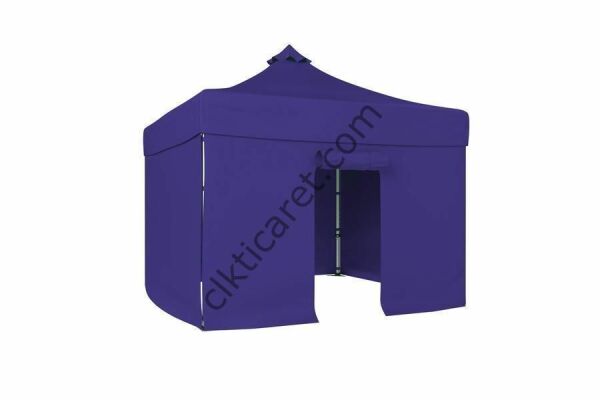 CLK 2,5x2,5 40 mm Katlanabilir Tente Gazebo Çadır Gazebo Çadır 3 Yan Kapalı 1 Kapılı Lacivert