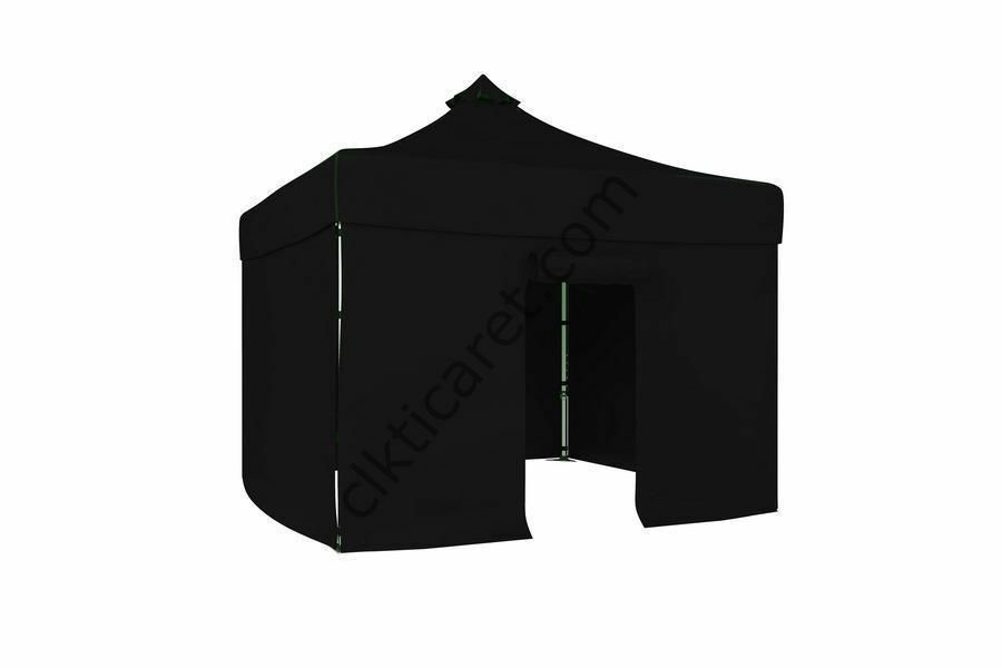 CLK 2,5x2,5 40 mm Katlanabilir Tente Gazebo Çadır Gazebo Çadır 3 Yan Kapalı 1 Kapılı Siyah