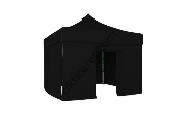 CLK 2,5x2,5 40 mm Katlanabilir Tente Gazebo Çadır Gazebo Çadır 3 Yan Kapalı 1 Kapılı Siyah