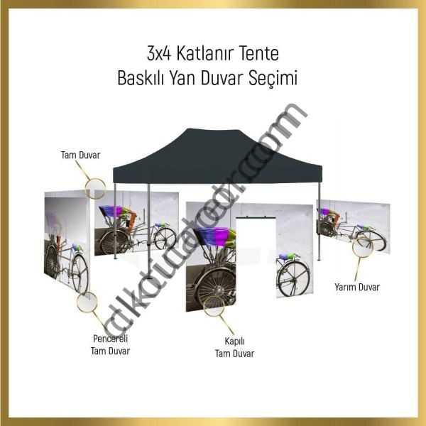 CLK 5x7,5 Metre Kalın 52mm Alüminyum Profil Baskılı Gazebo Çadır Portatif Tente Set