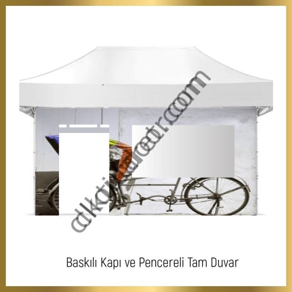 CLK 5x7,5 Metre Kalın 52mm Alüminyum Profil Baskılı Gazebo Çadır Portatif Tente Set