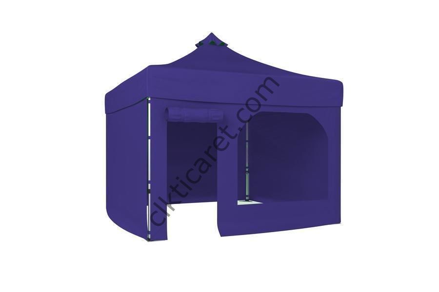 CLK 2,5x2,5 40 mm Katlanabilir Tente Gazebo Çadır Gazebo Çadır 3 Yan Kapalı 1 Yan Kapı ve Pencereli Lacivert