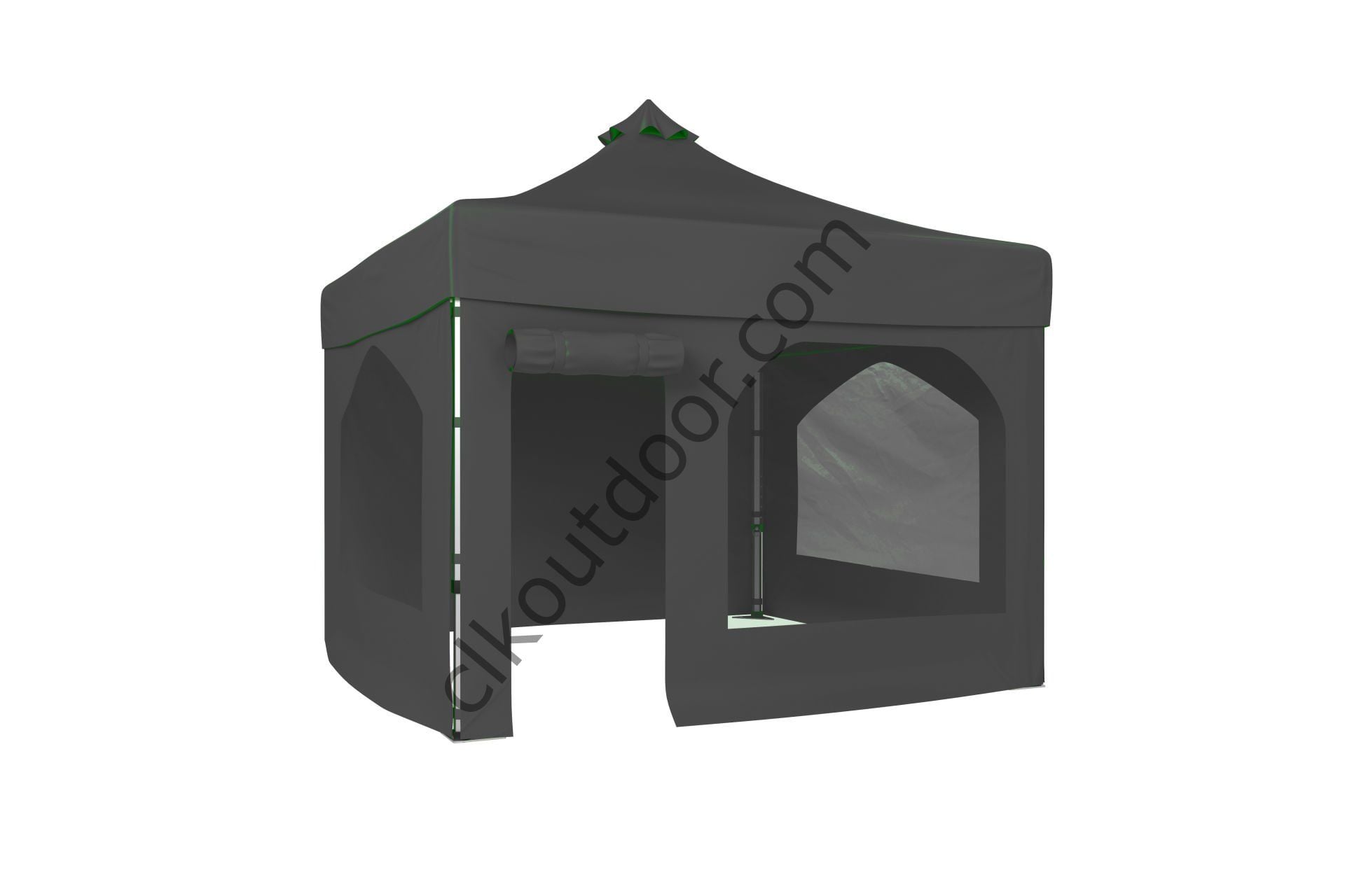 CLK 3x3 Metre Kısa Bagaj Boy 115 cm Katlanabilir Gazebo Çadır 4 Yan Kapalı 3 Pencere 1 Kapı Gri