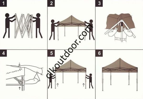 CLK 3x3 Metre Kısa Bagaj Boy 115 cm Katlanabilir Gazebo Çadır 4 Yan Kapalı 3 Pencere 1 Kapı Gri