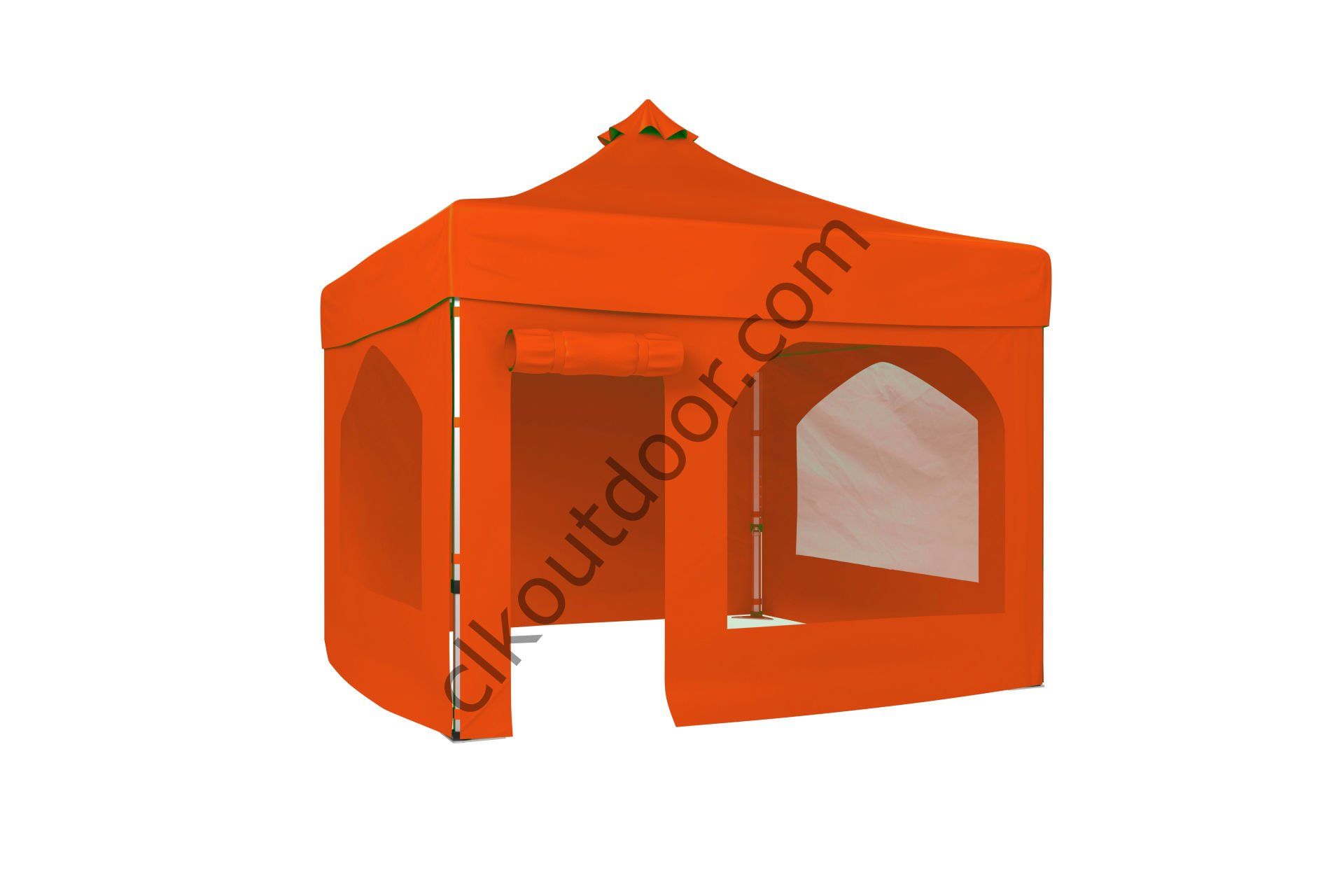 CLK 3x3 Metre Kısa Bagaj Boy 115 cm Katlanabilir Gazebo Çadır 4 Yan Kapalı 3 Pencere 1 Kapı Turuncu