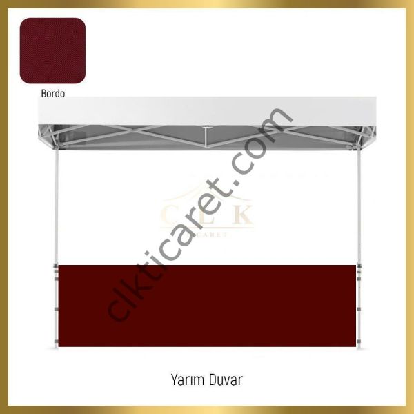 CLK 3x6 Katlanabilir Tente Gazebo Portatif Çadır 30 mm 1 Tam Duvar 3 Yarım Duvar Açık Yeşil