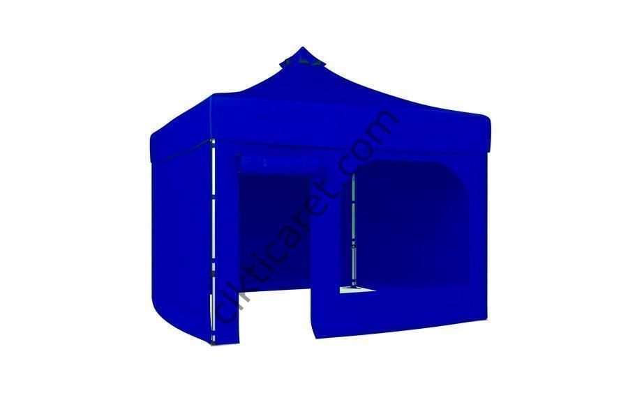 CLK 2,5x2,5 40 mm Katlanabilir Tente Gazebo Çadır Gazebo Çadır 3 Yan Kapalı 1 Yan Kapı ve Pencereli Saks Mavi