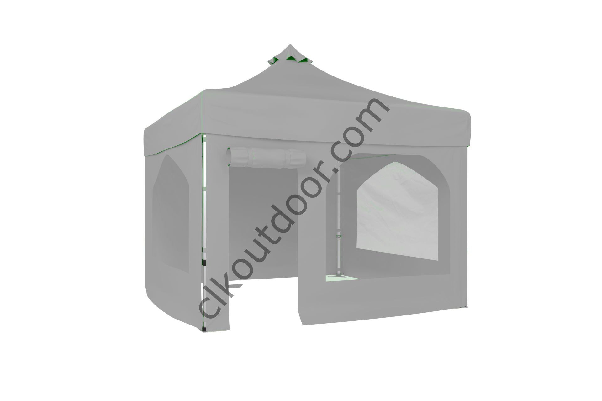 CLK 3x3 Metre Kısa Bagaj Boy 115 cm Katlanabilir Gazebo Çadır 4 Yan Kapalı 3 Pencere 1 Kapı Açık Gri