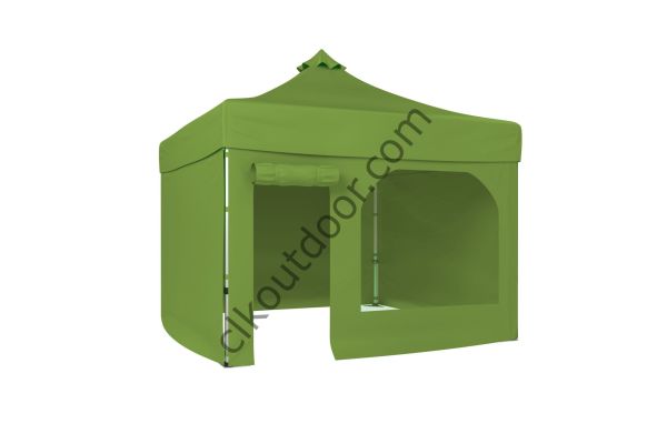 CLK 3x3 Metre Kısa Bagaj Boy 115 cm Katlanabilir Gazebo Çadır 4 Yan Kapalı 1 Pencere 1 Kapı Haki Askeri Yeşil