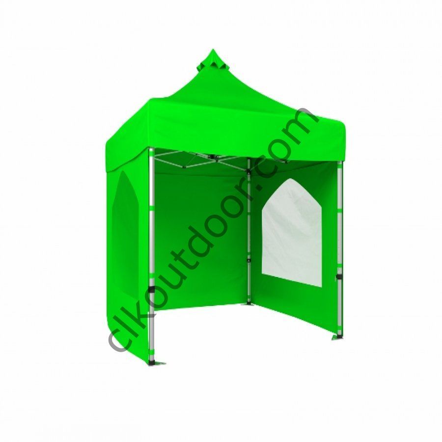 CLK 1,5 mt 40mm Alüminyum Katlanabilir Tente Gazebo Çadır 3 Kenar Kapalı 2 Camlı Açık Yeşil