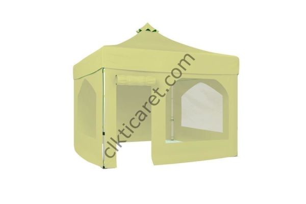 CLK 2,5x2,5 40 mm Katlanabilir Tente Gazebo Çadır Gazebo Çadır 2 Yan Pencereli 1 Yan Aksesuarsız 1 Yan Kapı ve Pencereli Krem