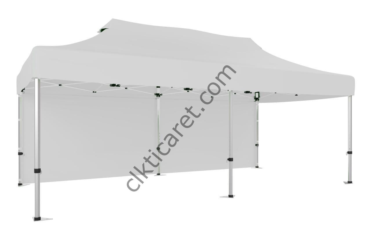 CLK 3x6 Katlanabilir Tente Gazebo Portatif Çadır 30 mm Arkası Kapalı Beyaz