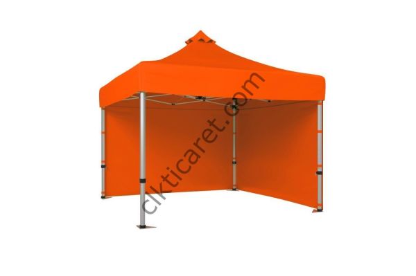 CLK 4x4 Katlanabilir Tente Gazebo Çadır 40mm Çelik Profil 2 Yan Kapalı Turuncu