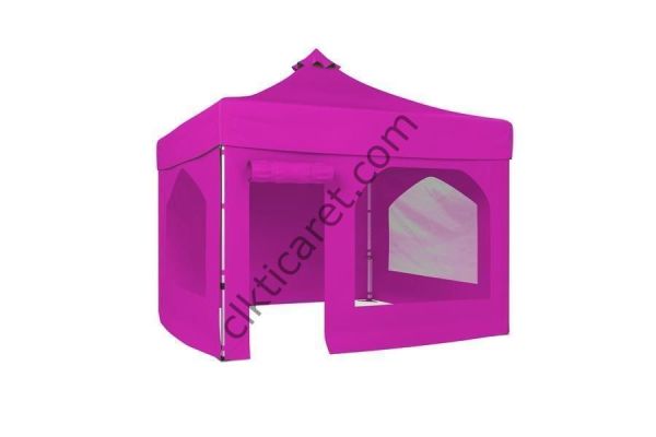 CLK 2,5x2,5 40 mm Katlanabilir Tente Gazebo Çadır Gazebo Çadır 2 Yan Pencereli 1 Yan Aksesuarsız 1 Yan Kapı ve Pencereli Pembe