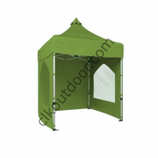 CLK 1,5 mt 40mm Alüminyum Katlanabilir Tente Gazebo Çadır 3 Kenar Kapalı 2 Camlı Haki Askeri Yeşil