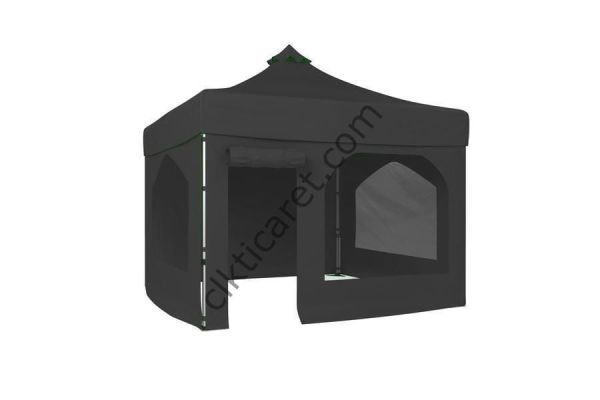 CLK 2,5x2,5 40 mm Katlanabilir Tente Gazebo Çadır Gazebo Çadır 2 Yan Pencereli 1 Yan Aksesuarsız 1 Yan Kapı ve Pencereli Siyah