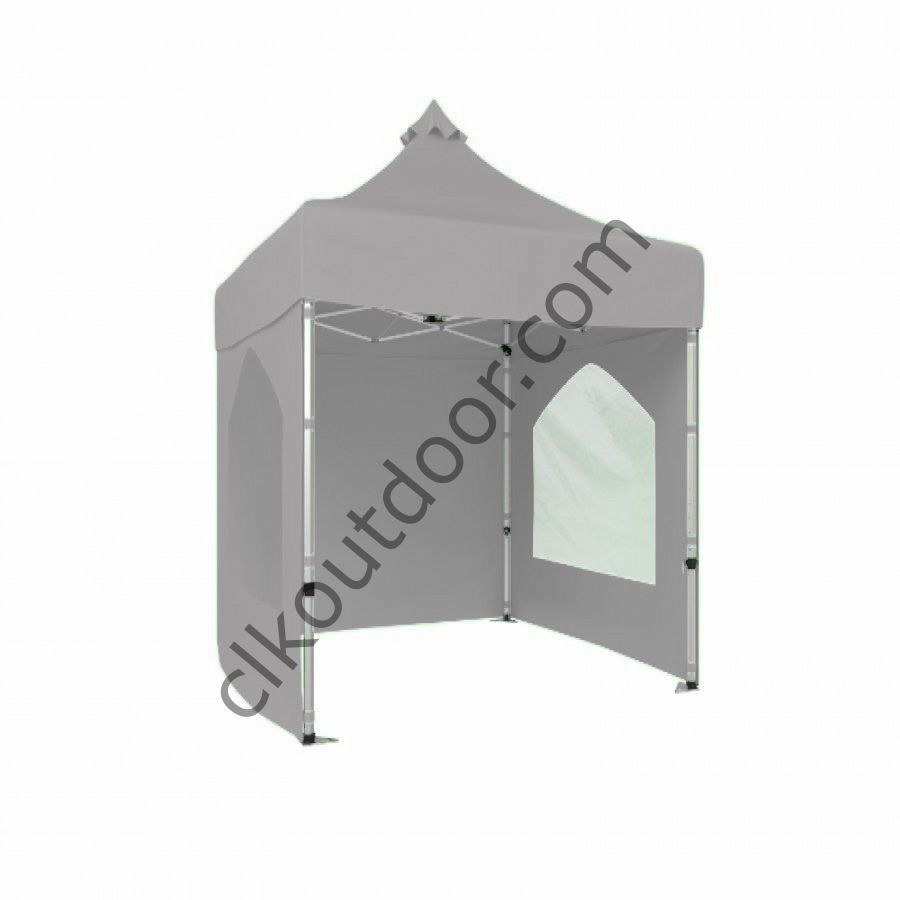 CLK 1,5 mt 40mm Alüminyum Katlanabilir Tente Gazebo Çadır 3 Kenar Kapalı 2 Camlı Açık Gri