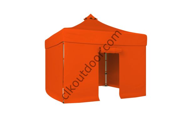 CLK 3x3 Metre Kısa Bagaj Boy 115 cm Katlanabilir Gazebo Çadır 4 Yan Perdeli 1 Kapılı Turuncu