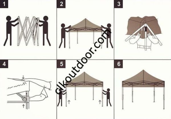 CLK 3x3 Metre Kısa Bagaj Boy 115 cm Katlanabilir Gazebo Çadır 4 Yan Perdeli 1 Kapılı Krem