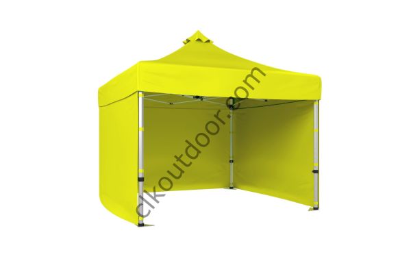 Kısa Bagaj Boy 115 cm Katlanabilir Gazebo Çadır 3 Yan Kapalı Perdeli Sarı