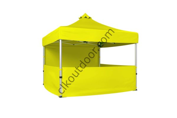 CLK 3x3 Metre Kısa Bagaj Boy 115 cm Katlanabilir Gazebo Çadır 3 Yan Yarım 1 Tam Perdeli Stand Çadırı Sarı