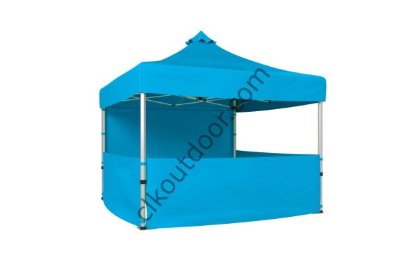 CLK 3x3 Metre Kısa Bagaj Boy 115 cm Katlanabilir Gazebo Çadır 3 Yan Yarım 1 Tam Perdeli Stand Çadırı Açık Mavi (Turkuaz)