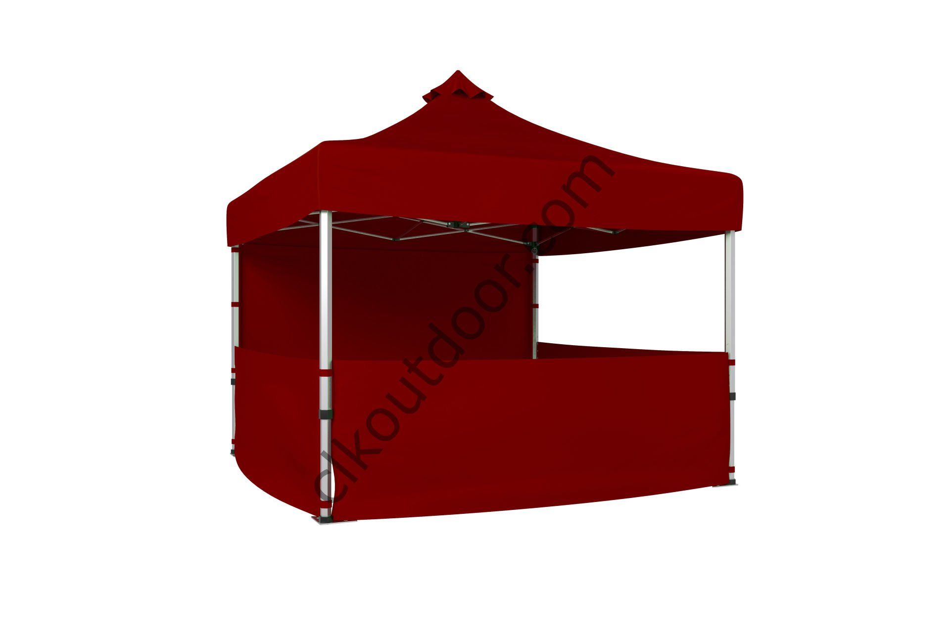 CLK 3x3 Metre Kısa Bagaj Boy 115 cm Katlanabilir Gazebo Çadır 3 Yan Yarım 1 Tam Perdeli Stand Çadırı Bordo