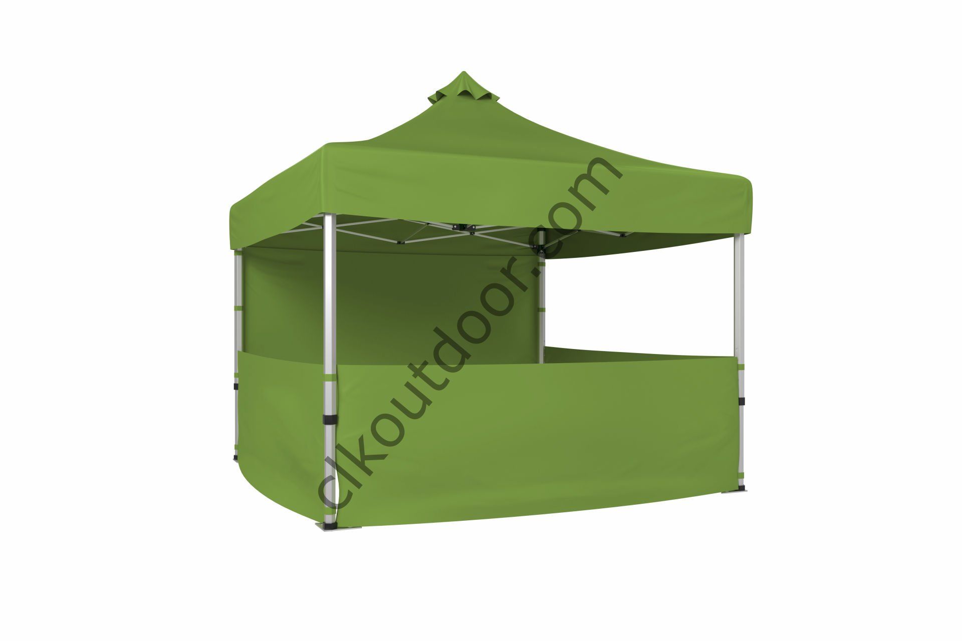 CLK 3x3 Metre Kısa Bagaj Boy 115 cm Katlanabilir Gazebo Çadır 3 Yan Yarım 1 Tam Perdeli Stand Çadırı Haki Askeri Yeşil